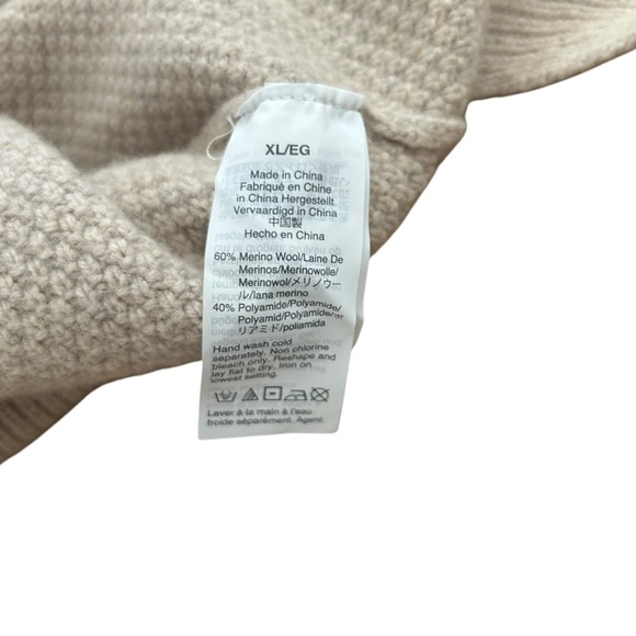 Madewell Patchwork Cableknit Tunic Sweater Heather Beige Wool Blend Size XL - Picture 7 of 10